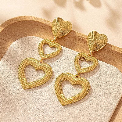 Heart Zinc Alloy Dangle Stud Earrings FS-WG20C8F-01-1