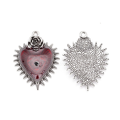 Baroque Style Alloy Red Enamel Pendants ENAM-CJC0010-14-1