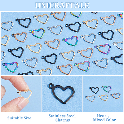 50Pcs 5 Style Ion Plating(IP) 304 Stainless Steel Open Pendants STAS-UN0053-79-1