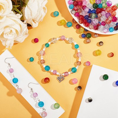 Spray Painted Transparent Crackle Glass Beads Strands CCG-X0002-10mm-B-1