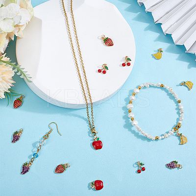 80Pcs 5 Style Fruit Alloy Enamel Pendants PALLOY-HY00076-1