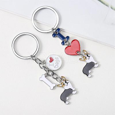 WEWAYSMILE 2 pcs Dog Keychain Car Keychain Pet Pendant Key-Ring Lovely Dog Key-ring Portable Metal Keychain Gift for Pet Lover Birthday Puppy Theme Party Supplies (Brownish Corgi) JX792A-1