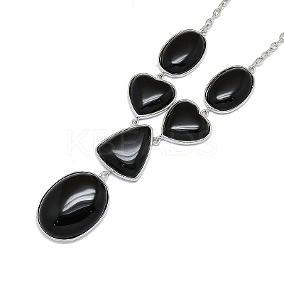 Natural Obsidian Necklaces NJEW-C049-01C-P-1