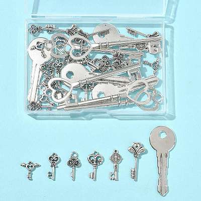 40Pcs 8 Styles Tibetan Style Alloy Pendants TIBEP-FS0001-44-1