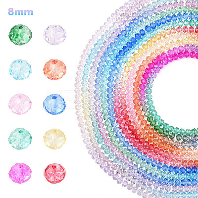 10Strands 10 Colors Transparent Painted Glass Beads Strands DGLA-YW0001-39A-1