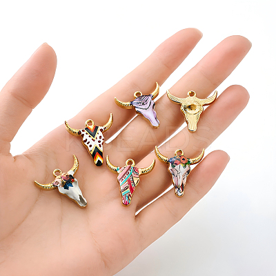 15Pcs 15 Styles Zinc Alloy Enamel Pendants ENAM-YW0003-82-1
