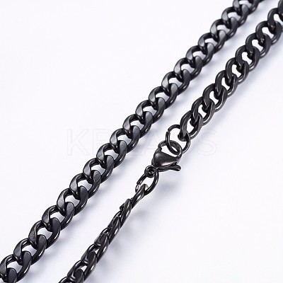 304 Stainless Steel Curb Chain Necklaces NJEW-O102-02B-1
