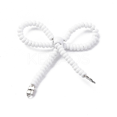 Alloy & Glass Seed Beads Bowknot Chandelier Component Links PALLOY-D359-03A-1