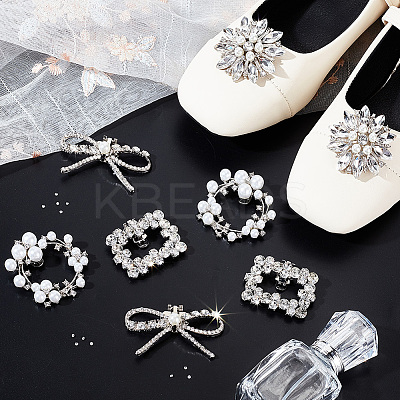 8Pcs 4 Styles Detachable Alloy Rhinestone Shoe Buckle Clips FIND-PH0021-57-1