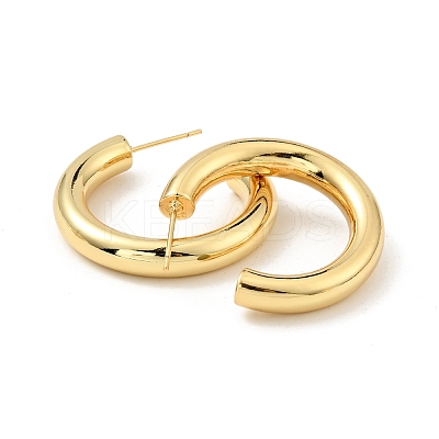 Brass Chunky C-shape Stud Earrings EJEW-G297-03B-G-1