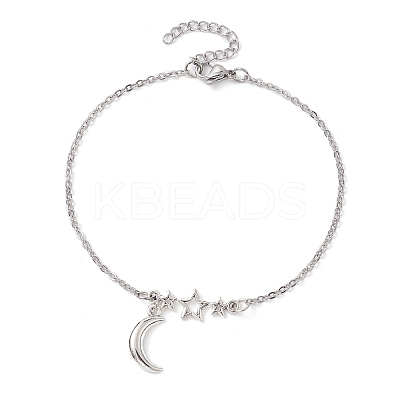 304 Stainless Steel Cable Chain Anklets AJEW-AN00568-1