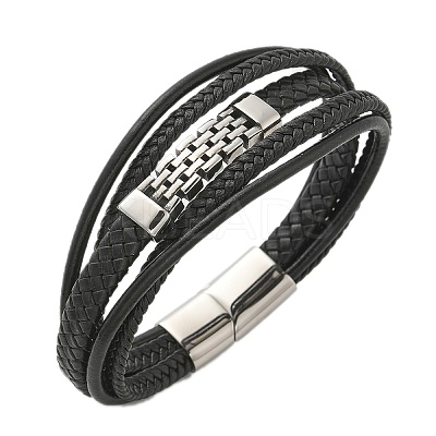 Braided Microfiber Leather Multi-strand Bracelets BJEW-Q010-06A-1