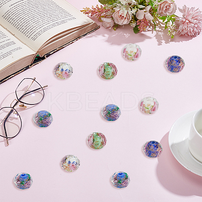 90Pcs 6 Colors Handmade Gold Sand Lampwork Beads LAMP-PA0001-36-1