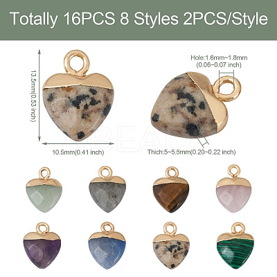 16Pcs 8 Styles Natural & Synthetic Gemstone Charms G-FW0001-34-1