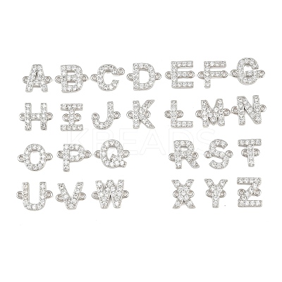 26Pcs 26 Styles Brass Micro Pave Clear Cubic Zirconia Connector Charms KK-C160-02P-1