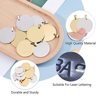 10Pcs 2 Colors Anti-Tarnish 201 Stainless Steel Pendants STAS-DC0016-65-1