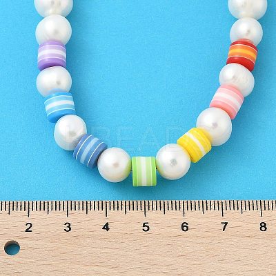 Natural Pearl & Acrylic Column Beaded Necklaces NJEW-C070-03-1