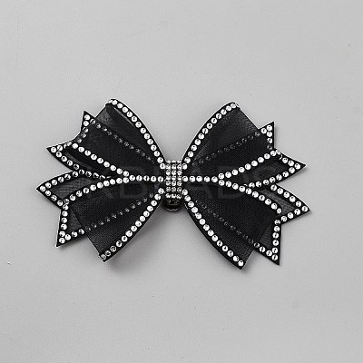 Bowknot Gauze & Rhinestone Shoe Decoration AJEW-WH20067-121A-1