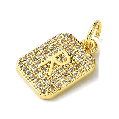 Rack Plating Brass Micro Pave Clear Cubic Zirconia Charms KK-G501-01R-G-1
