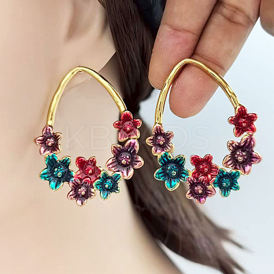 304 Stainless Steel Enaeml Stud Earrings EJEW-K321-02G-1