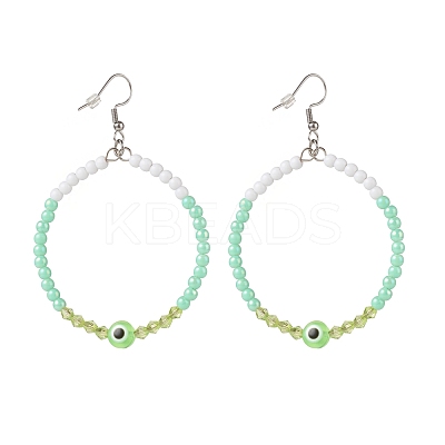 Resin Evil Eye & Acrylic Beaded Big Ring Dangle Earrings EJEW-JE04999-04-1