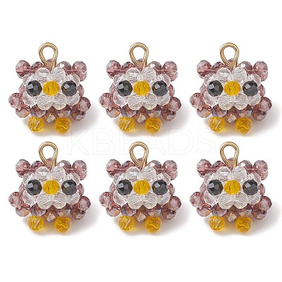Faceted Round Natural Black Spinel and Glass Beaded Animal Pendants PALLOY-MZ01178-1
