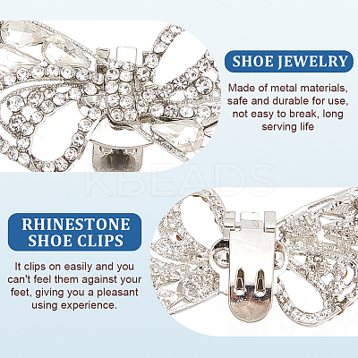2Pcs Bowknot Alloy Rhinestone Shoe Decorations FIND-CP0002-28B-1
