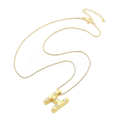 Brass & Plastic Pearl Letter Pendant Box Chain Necklaces for Women LS-NJEW-U017-01G-08-1