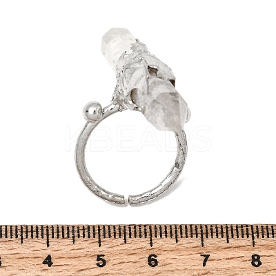 Natural Quartz Crystal & Brass Cuff Rings for Women RJEW-G374-01P-08-1