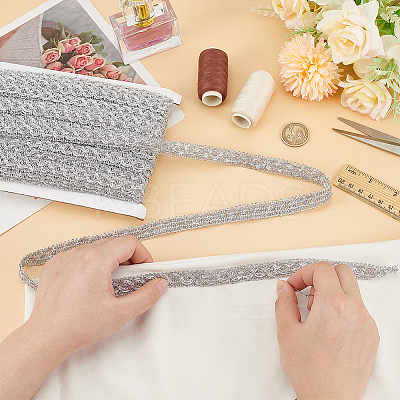 Polyester Braided Metallic Lace Trim SRIB-WH0011-180B-02-1