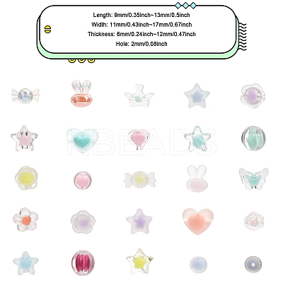 24 Style Transparent Acrylic Beads TACR-CA0001-23-1