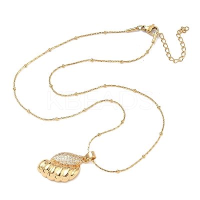304 Stainless Steel Micro Pave Clear Cubic Zirconia Pendant Necklaces for Women LS-NJEW-Z103-01G-03-1