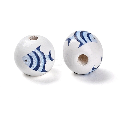 Natural Wood European Beads WOOD-S059-01H-1