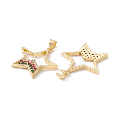 Brass Micro Pave Colorful Cubic Zirconia Pendants KK-G415-04G-1