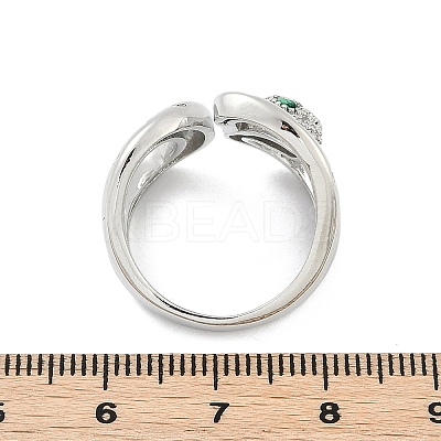 Brass Micro Pave Clear Cubic Zirconia Cuff Rings for Women Men RJEW-Z080-03P-1