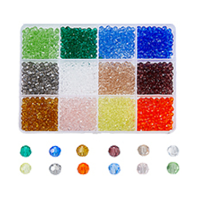 1800Pcs 12 Colors Transparent Glass Beads Strands EGLA-DC0001-02-1