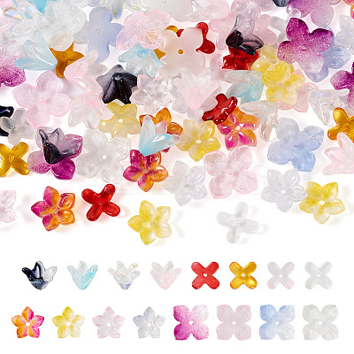 160Pcs 16 Styles Transparent Glass Beads Caps GLAA-TA0002-35-1