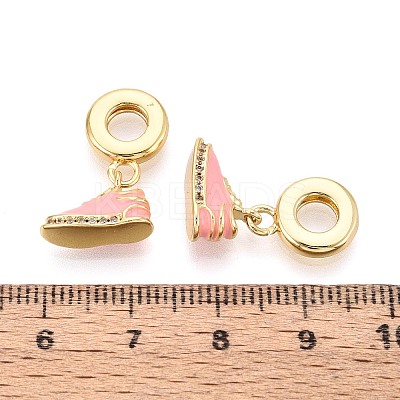 Brass Micro Pave Clear Cubic Zirconia and Enamel European Dangle Charms KK-T079-69G-1