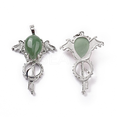 Natural Green Aventurine Teardrop Pendants G-P496-03P-23-1
