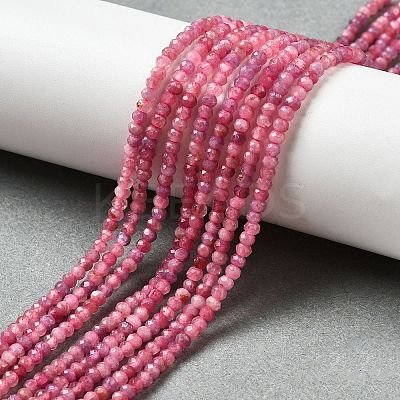 Faceted Rondelle Natural Red Tourmaline Bead Strands G-F289-45-1