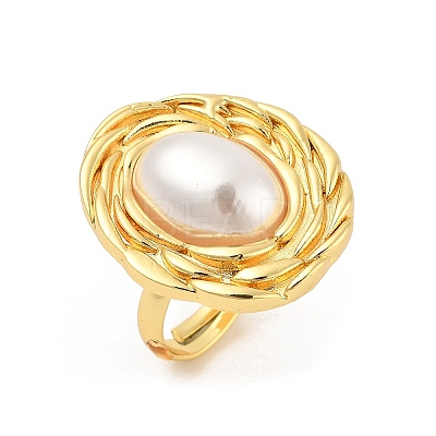 Oval Brass Finger Rings for Women RJEW-S622-03G-1