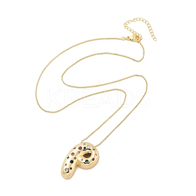 Brass Micro Pave Cubic Zirconia Letter Pendant Necklaces LS-KK-Z069-01G-P-1