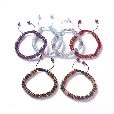 Adjustable Natural & Synthetic Mixed Stone Braided Bead Bracelets BJEW-F369-A-1