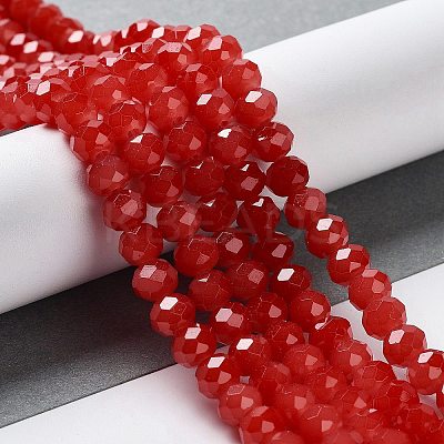 Baking Paint Imitation Jade Glass Bead Strands X-DGLA-A034-J6MM-A32-1
