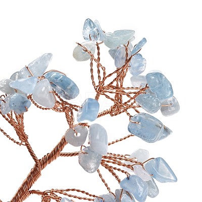 Natural Aquamarine Chips & Agate Pedestal Display Decorations DJEW-A001-04H-1