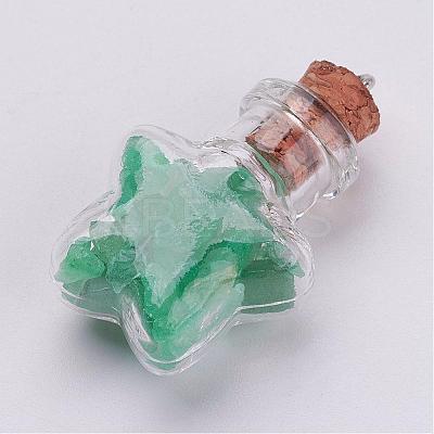 Clear Glass Bottle Natural & Synthetic Mixed Stone Pendant Decorations PALLOY-JF00294-1
