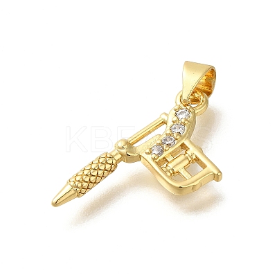 Rack Plating Brass Micro Pave Cubic Zirconia Pendants KK-Z086-63G-01-1
