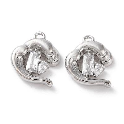Brass Micro Pave Clear Cubic Zirconia Charms KK-G491-30P-1