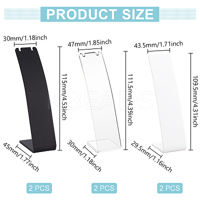 6Pcs 3 Styles Acrylic Slant Back Necklace Display Stands NDIS-FG0001-05-1