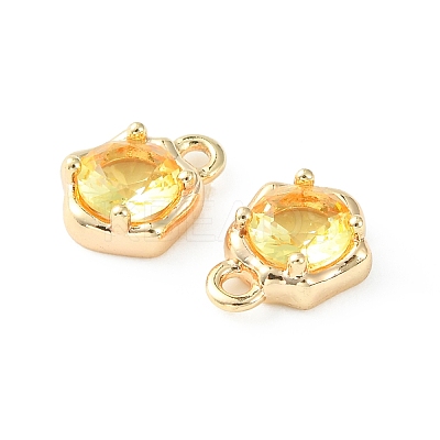 Brass Micro Pave Cubic Zirconia Charms KK-L208-10G-04-1
